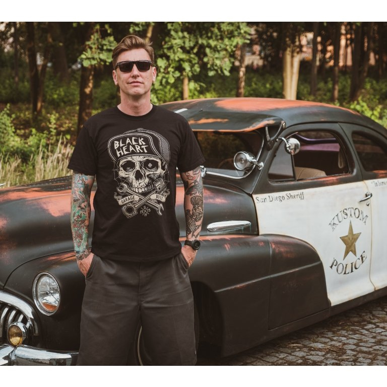 Póló BLACK HEART Garage Built fekete M termék 2. képe