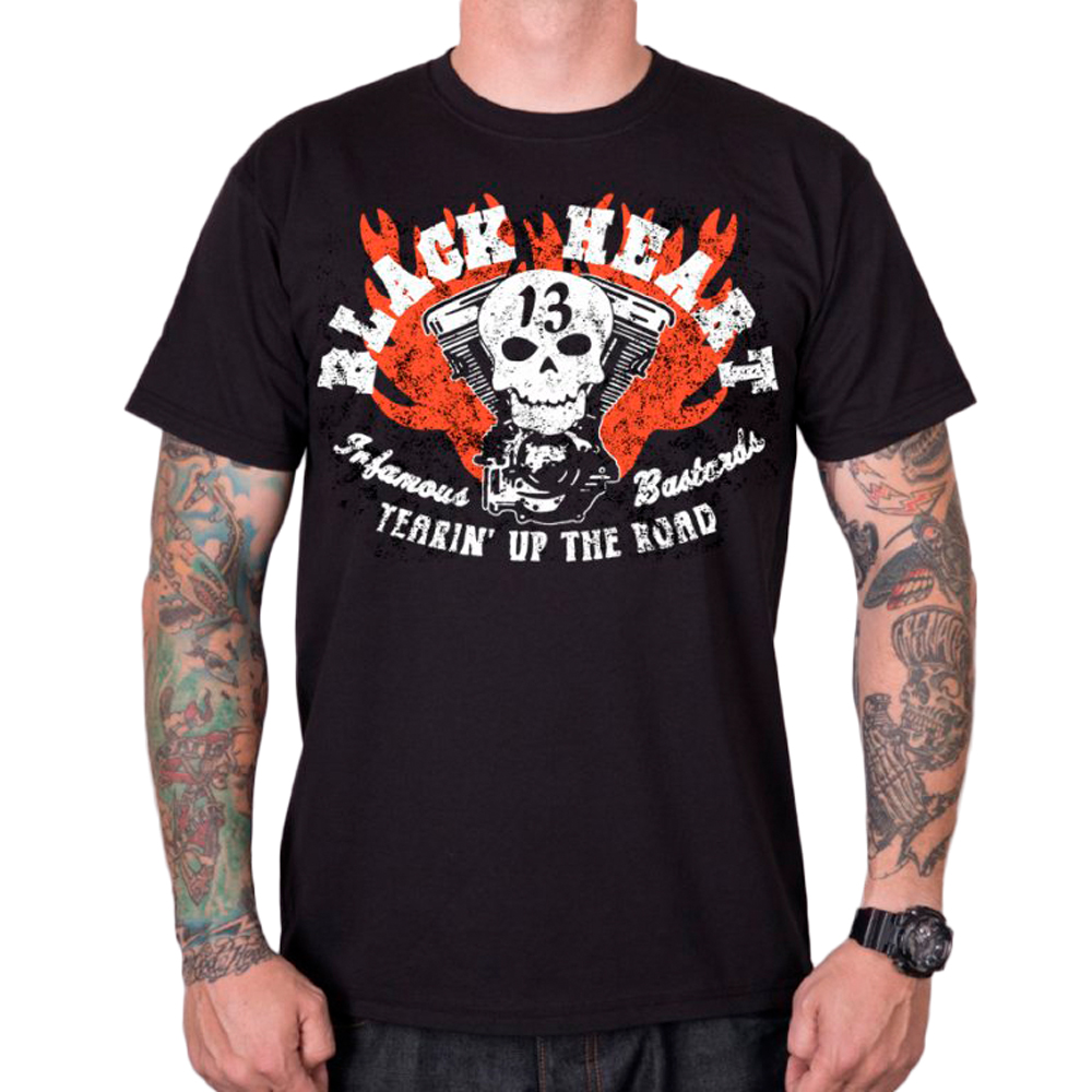 Póló BLACK HEART Flathead Skull fekete 3XL