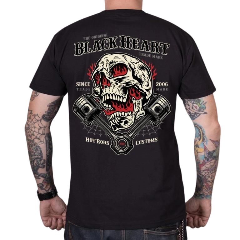Póló BLACK HEART Flame Piston fekete M akciós termékkép 1