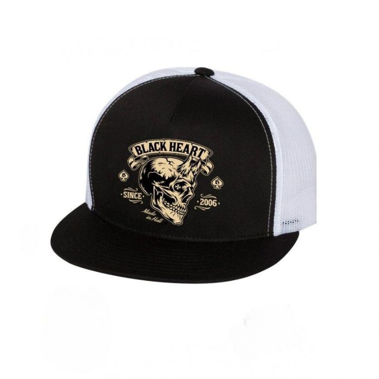 Snapback sapka BLACK HEART Devil Skull Trucker fehér akciós termékkép 1