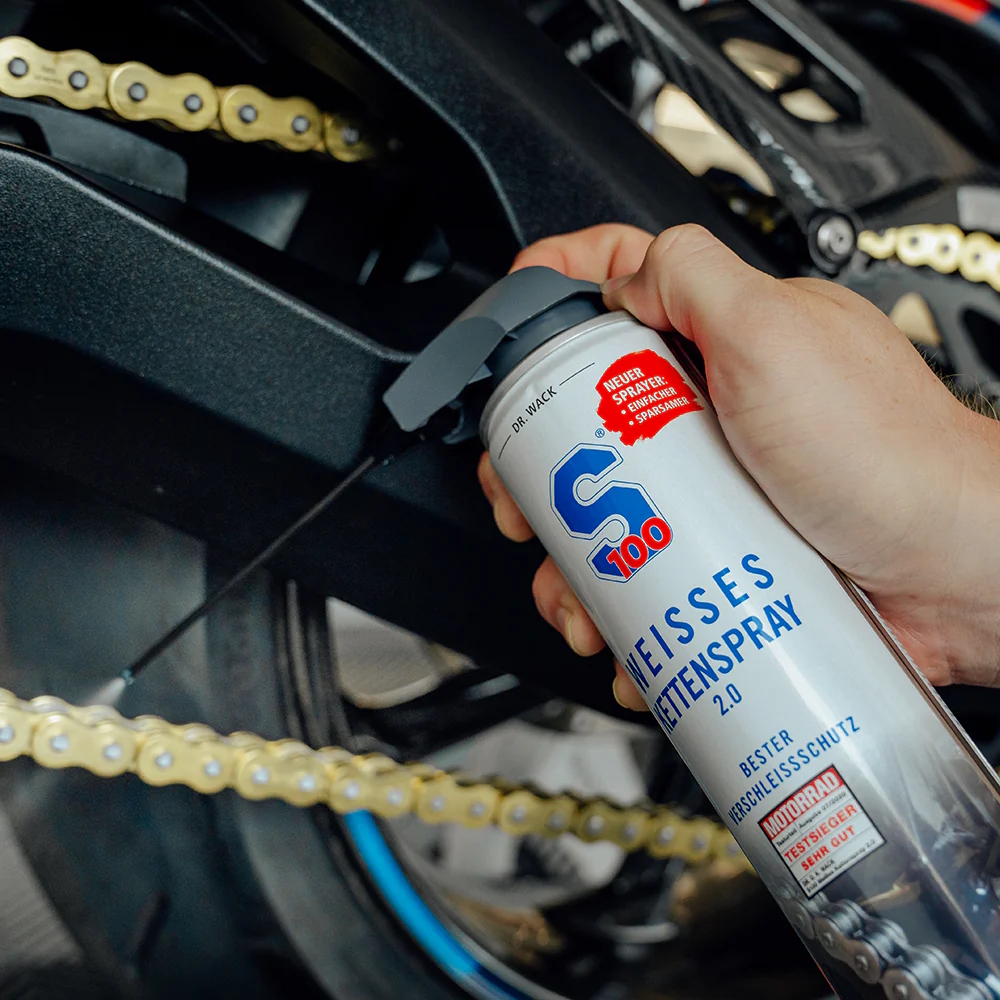 Láncspray applikátorral S100 White Chain Spray 2.0 400 ml, korrózióvédelem, PTFE, nagyfokú ellenállás, O/X/Z gyűrűkhöz termék 2. képe