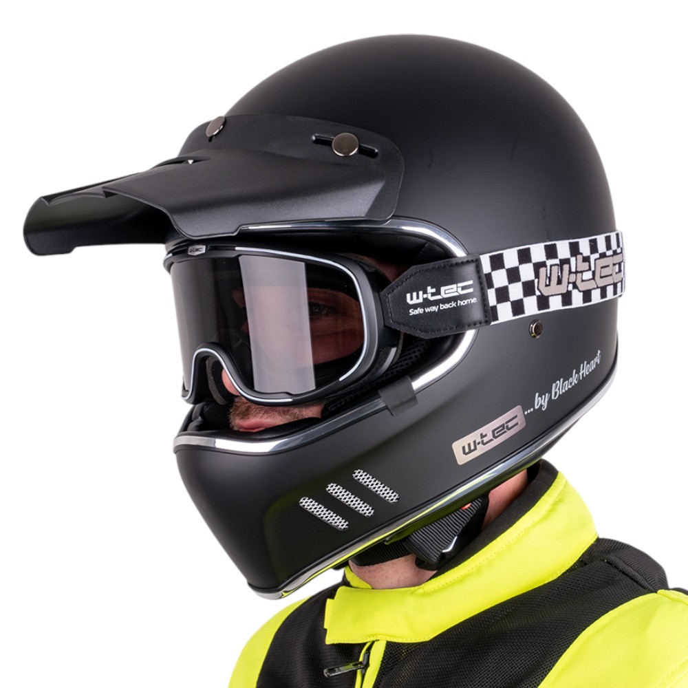 Bukósisak W-TEC Black Heart Retron Chesster motoros szemüveggel Simple Silver XS (53-54) akciós termékkép 1