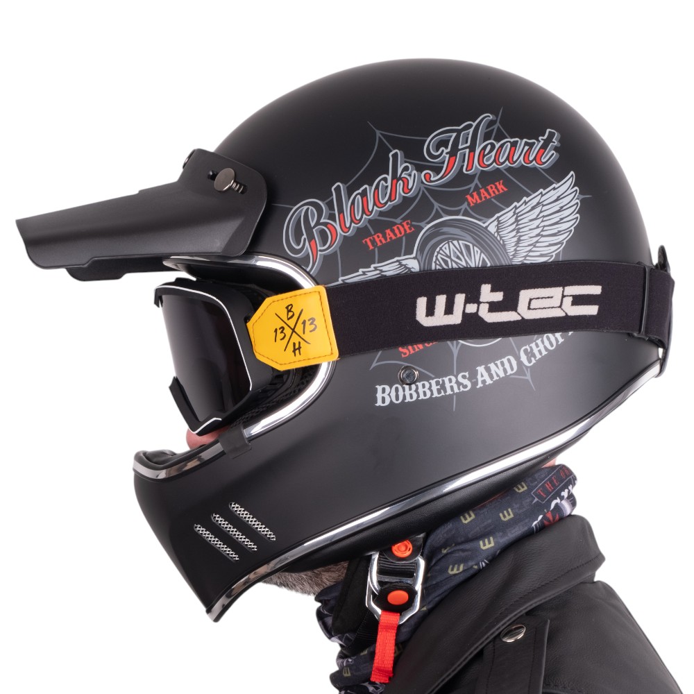 Bukósisak W-TEC Black Heart Retron Dalhart motoros szemüveggel Angerwheel Silver XS (53-54) termék 2. képe
