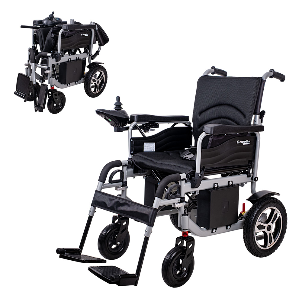 Elektromos kerekesszék inSPORTline Svanson, praktikus, egyszerű, levehető lábtartó, összecsukható kialakítás, joystick vezérlésű, max 130kg