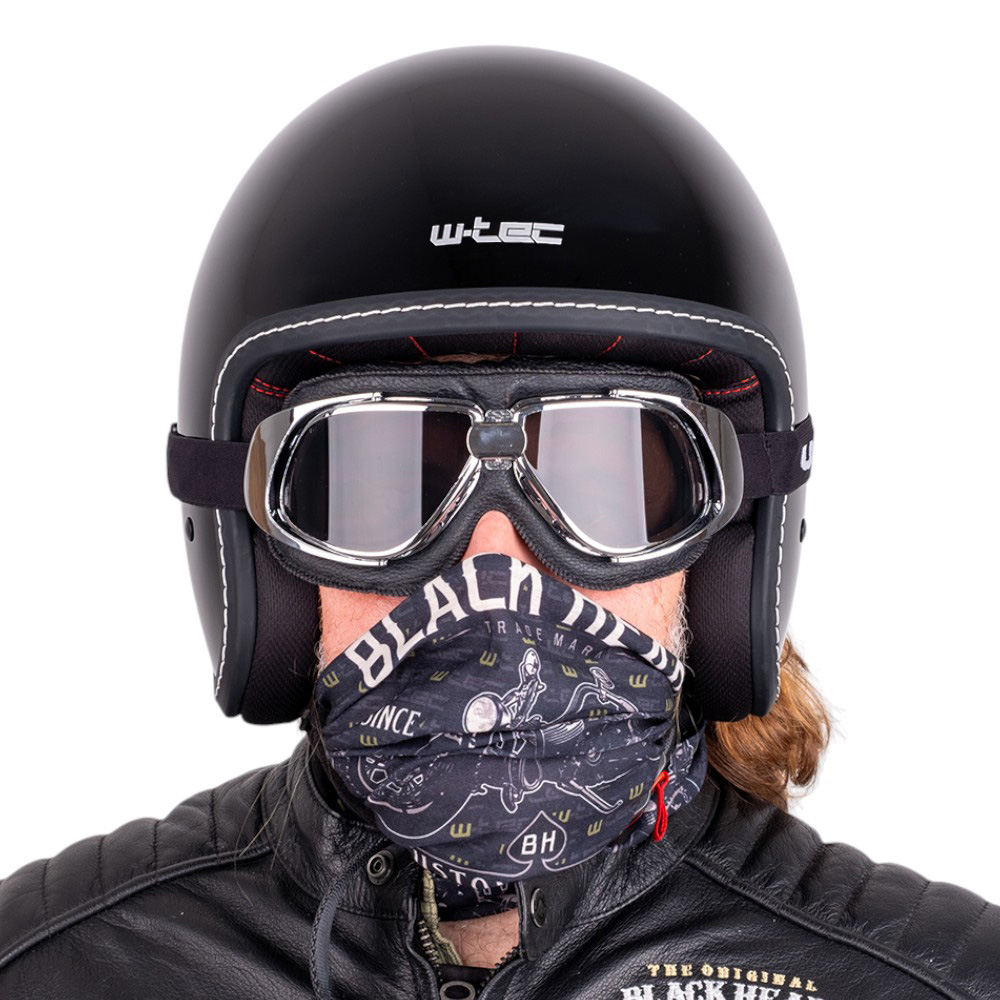 Chopper bukósisak W-TEC Badachos fényes fekete XS (53-54) termék 2. képe
