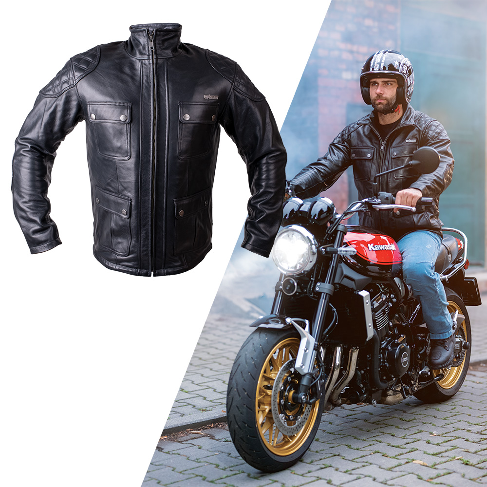 Bőr motoros kabát W-TEC Valebravo fekete S akciós termékkép 1