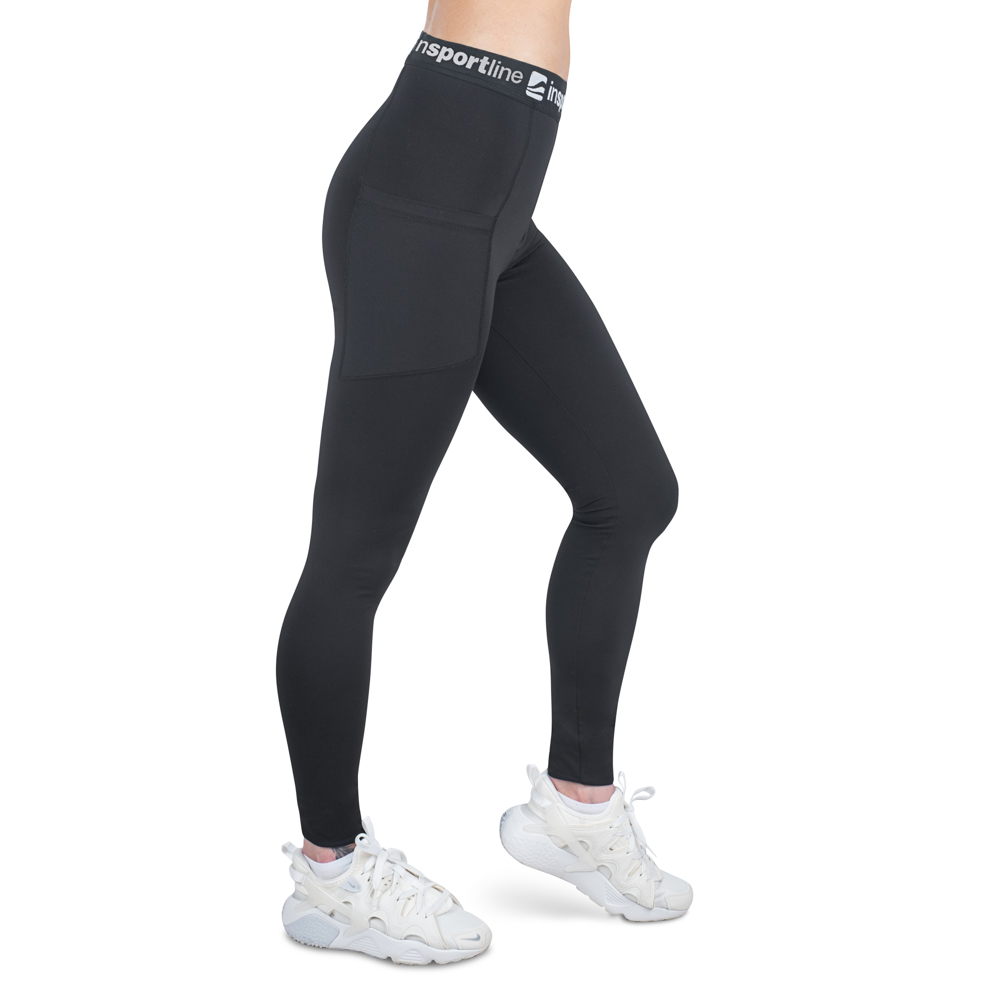 Női leggings inSPORTline Xelvia, széles elasztikus derékrész, alkalmazkodó sztreccs anyag, gyorsan száradó anyag, hatékony izzadságelvezetés fekete M