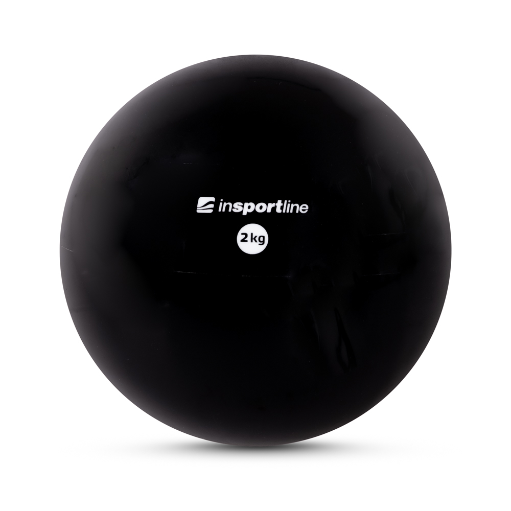 Jóga labda inSPORTline 2 kg, yoga ball, homokkal töltött, rehabilitációs, PVC, 2kg, 13cm, nyújtásra is alkalmas fekete