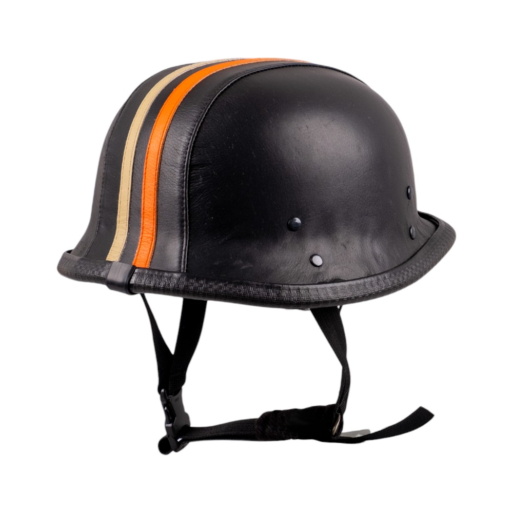 Retro nyitott motoros bukósisak Sodager Stripes, 560 g, polikarbonát héj, tanúsítvány nélkül, kényelmes, valódi bőrfelület termék 2. képe