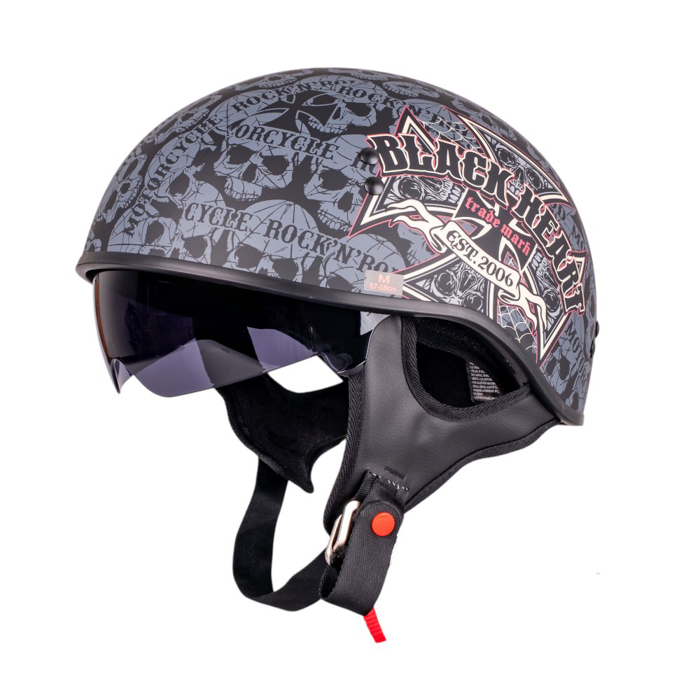 Motoros bukósisak W-TEC Black Heart V535 Cross Skull DOT tanúsítvány, puha belső bélés, állítható napellenző XS (53-54) akciós termékkép 1