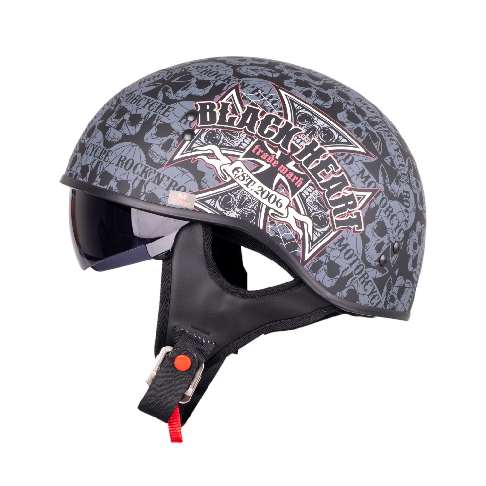 Motoros bukósisak W-TEC Black Heart V535 Cross Skull DOT tanúsítvány, puha belső bélés, állítható napellenző XS (53-54) termék 2. képe