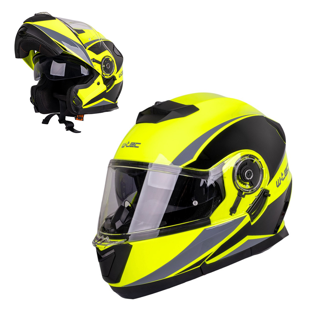 Flip-up bukósisak W-TEC Banelmeda  L(59-60)  szürke-fekete-fluo sárga termék 2. képe