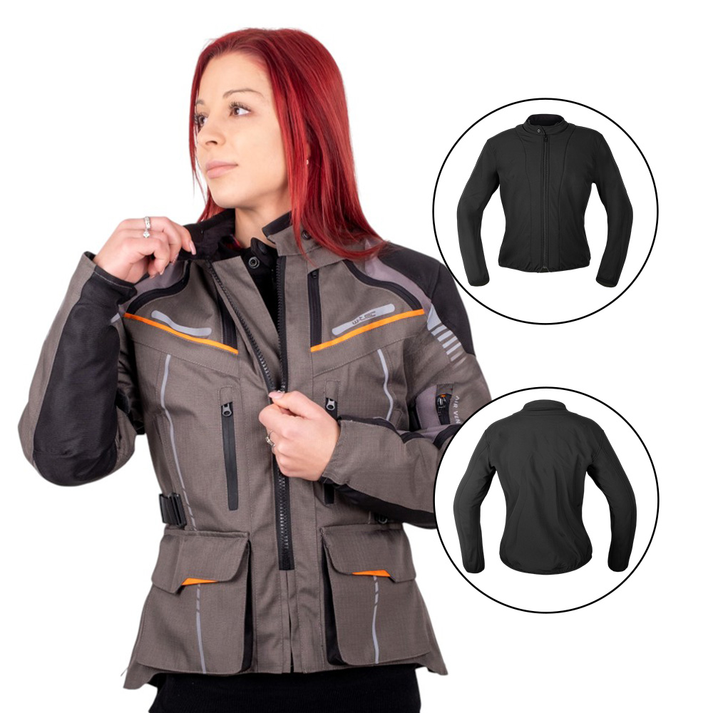 Női túramotoros dzseki W-TEC Smackton Lady szürke-narancssárga XS termék 2. képe