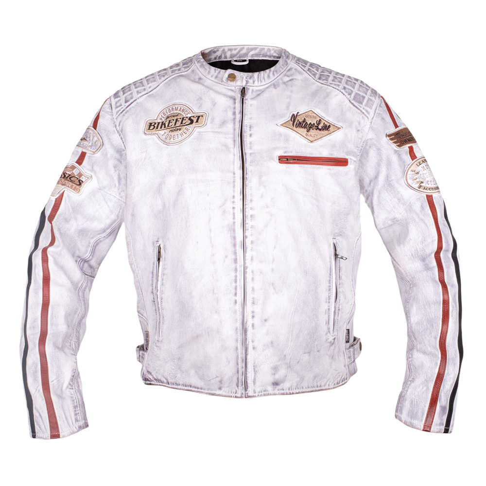 Férfi bőr motoros kabát W-TEC Sheawen White New fehér M akciós termékkép 1