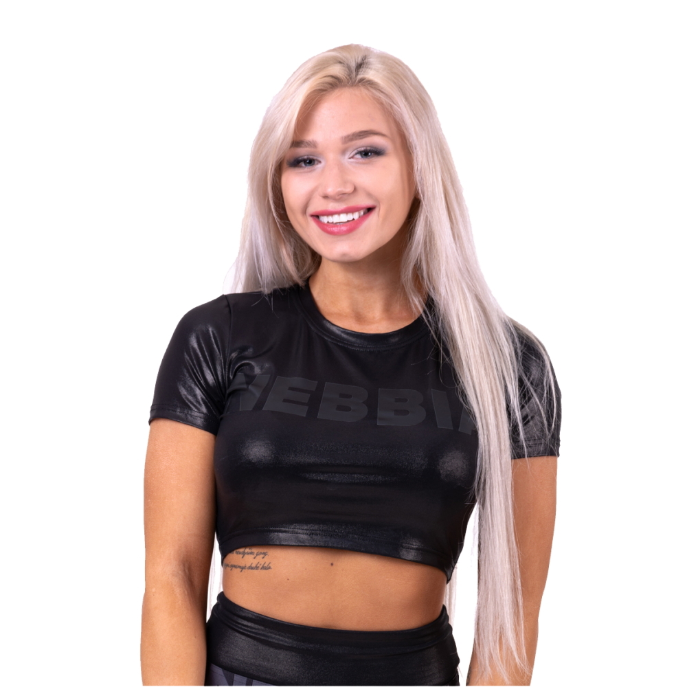 Női crop top Nebbia "Sandra D" 657  fekete  S akciós termékkép 1