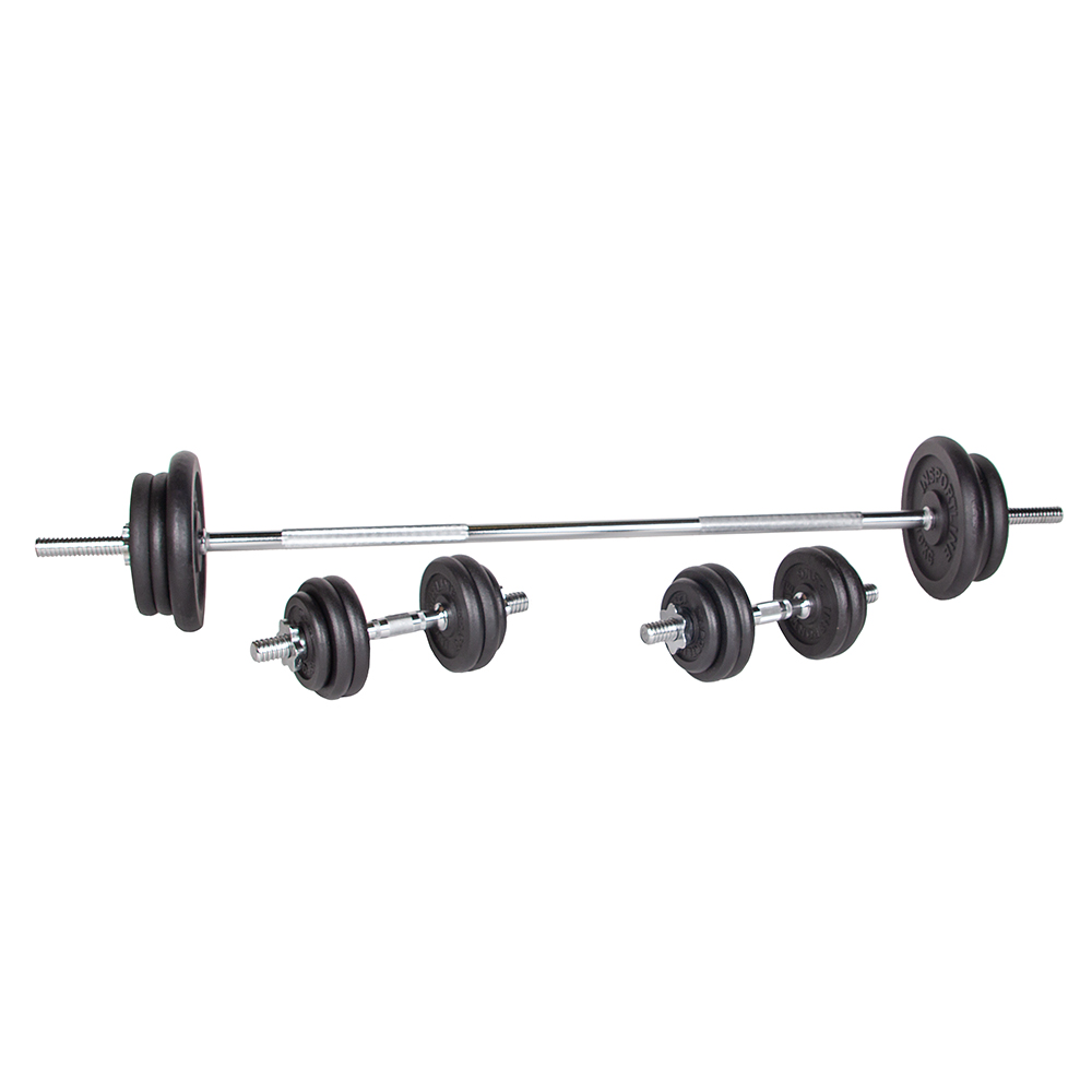 Súlyzó szett inSPORTline Castblack 160+40 cm/30 mm 80kg akciós termékkép 1