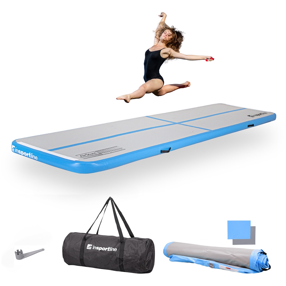 Airtrack inSPORTline Airstunt 400x100x10 cm fehér,650kg teherbírás,DropStitch technológia,javítókészlet és szállítótáska akciós termékkép 1
