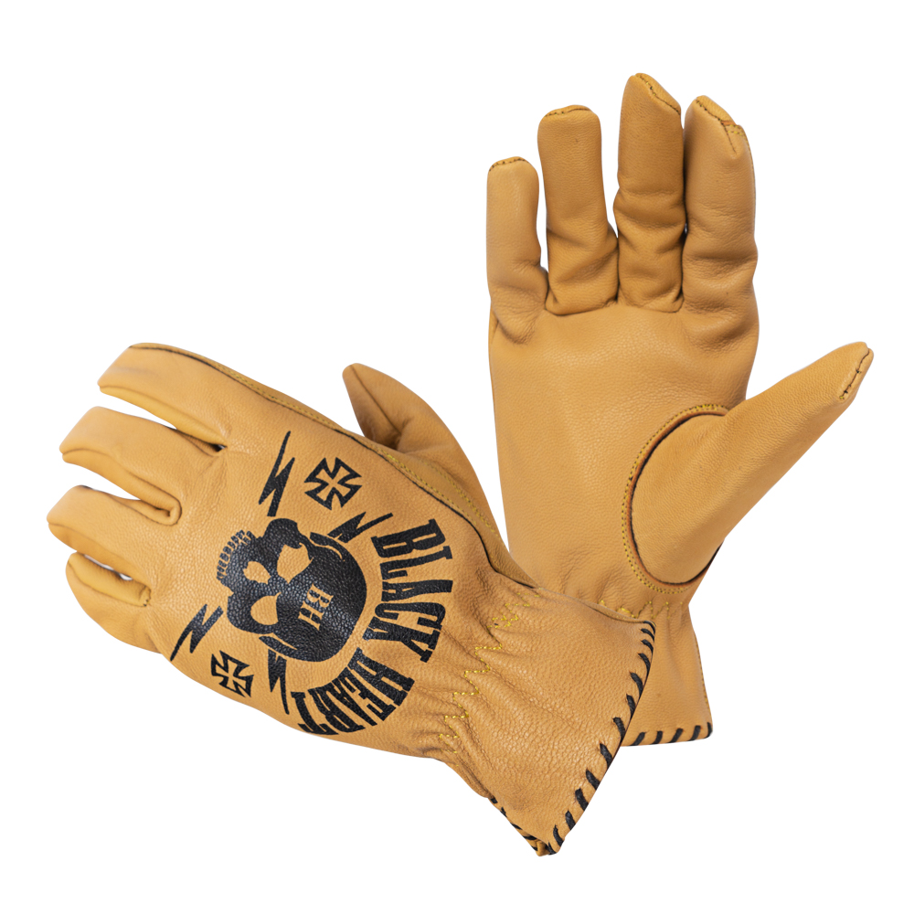 Bőr motoros kesztyű W-TEC Black Heart Skull Gloves fekete S termék 2. képe