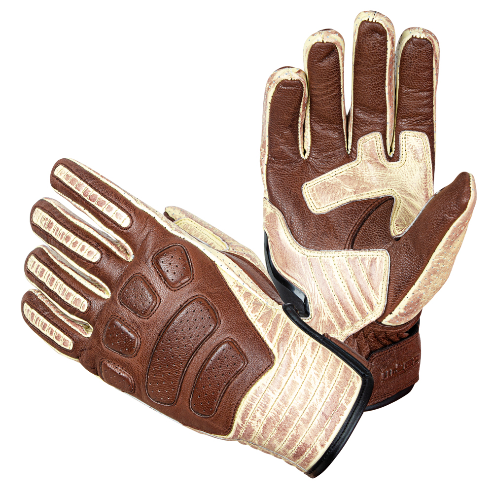 Bőr motoros kesztyű W-TEC Retro Gloves 3XL barna-bézs