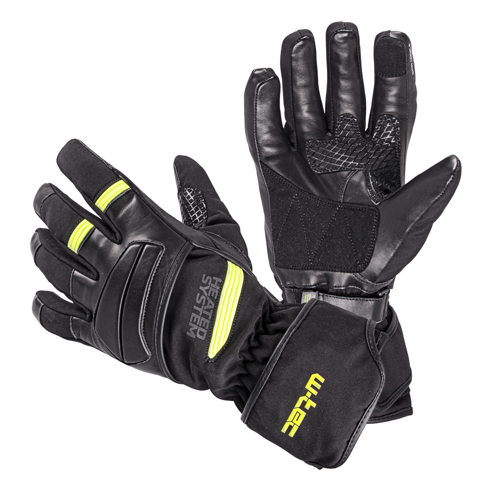 Fűthető motoros és síkesztyű W-TEC HEATride fekete-fluo zöld XS akciós termékkép 1