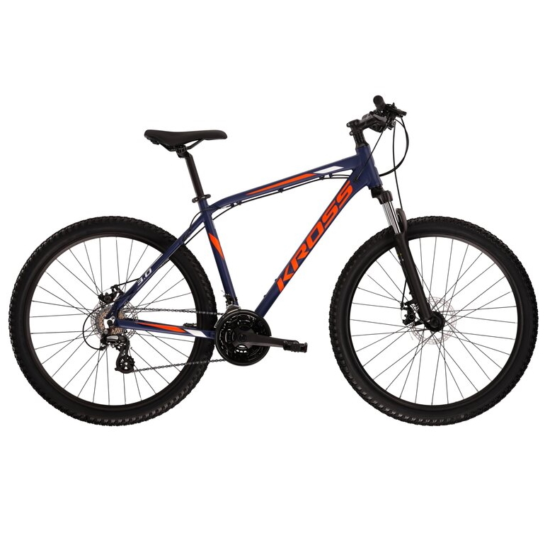 Hegyi kerékpár Kross Hexagon 3.0 27,5" - modell 2022 L (21", 180-190 cm) sötétkék/narancssárga/fehér akciós termékkép 1