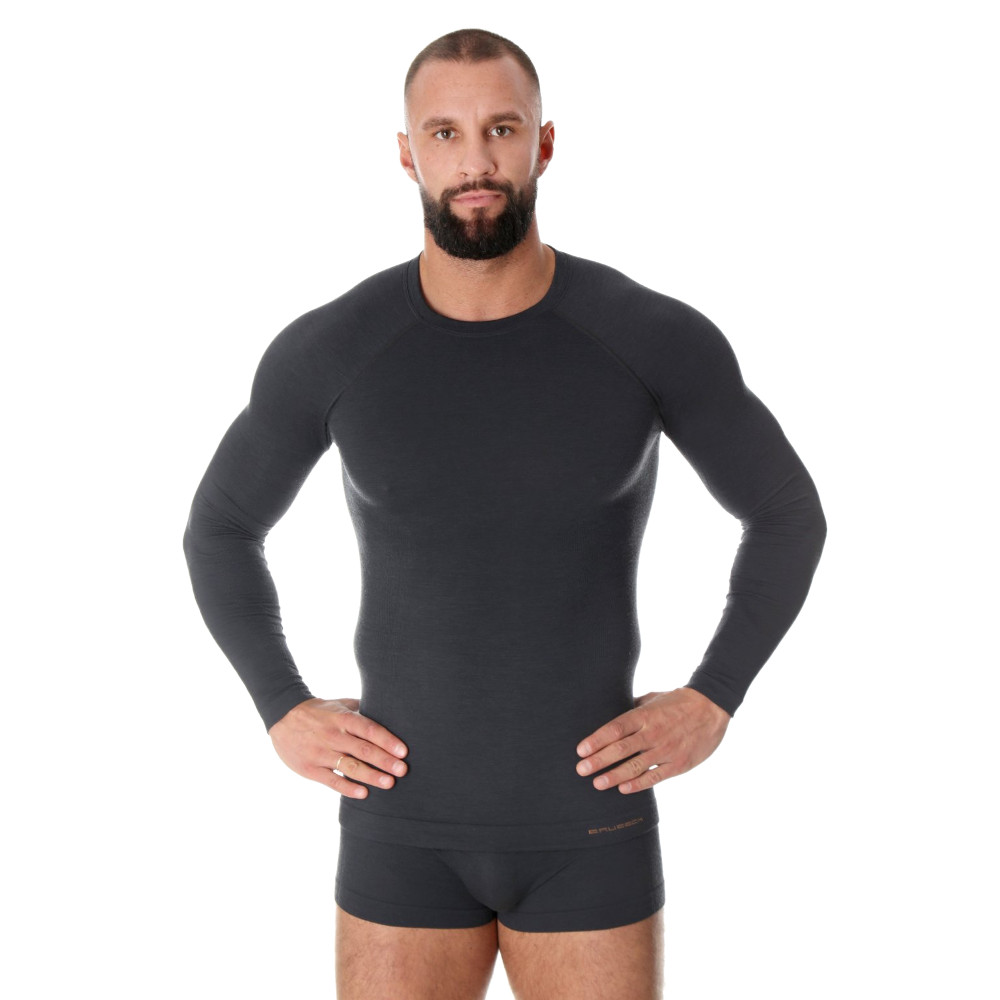 Férfi hosszú ujjú póló Brubeck Active Wool  fekete  M termék 2. képe