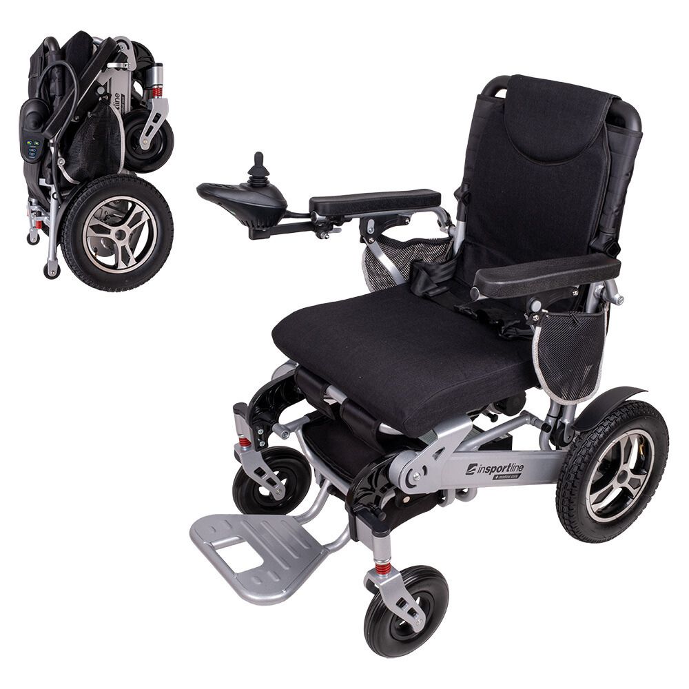 Elektromos kerekesszék inSPORTline Hawkie Basic II 500W, lábtartó, kartámasz, elektromágneses fék, 6 km/h ezüst akciós termékkép 1