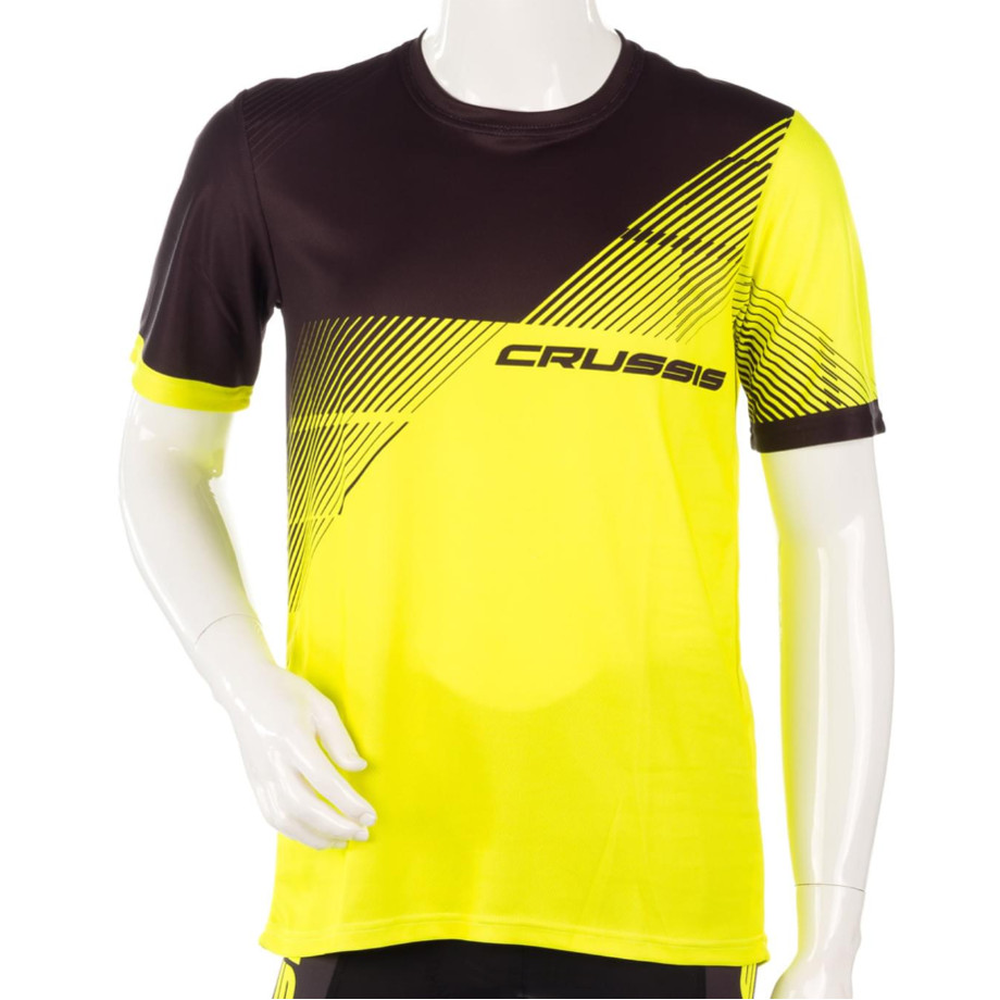 Rövid ujjú sport felső Crussis fekete/sárga fluo S akciós termékkép 1