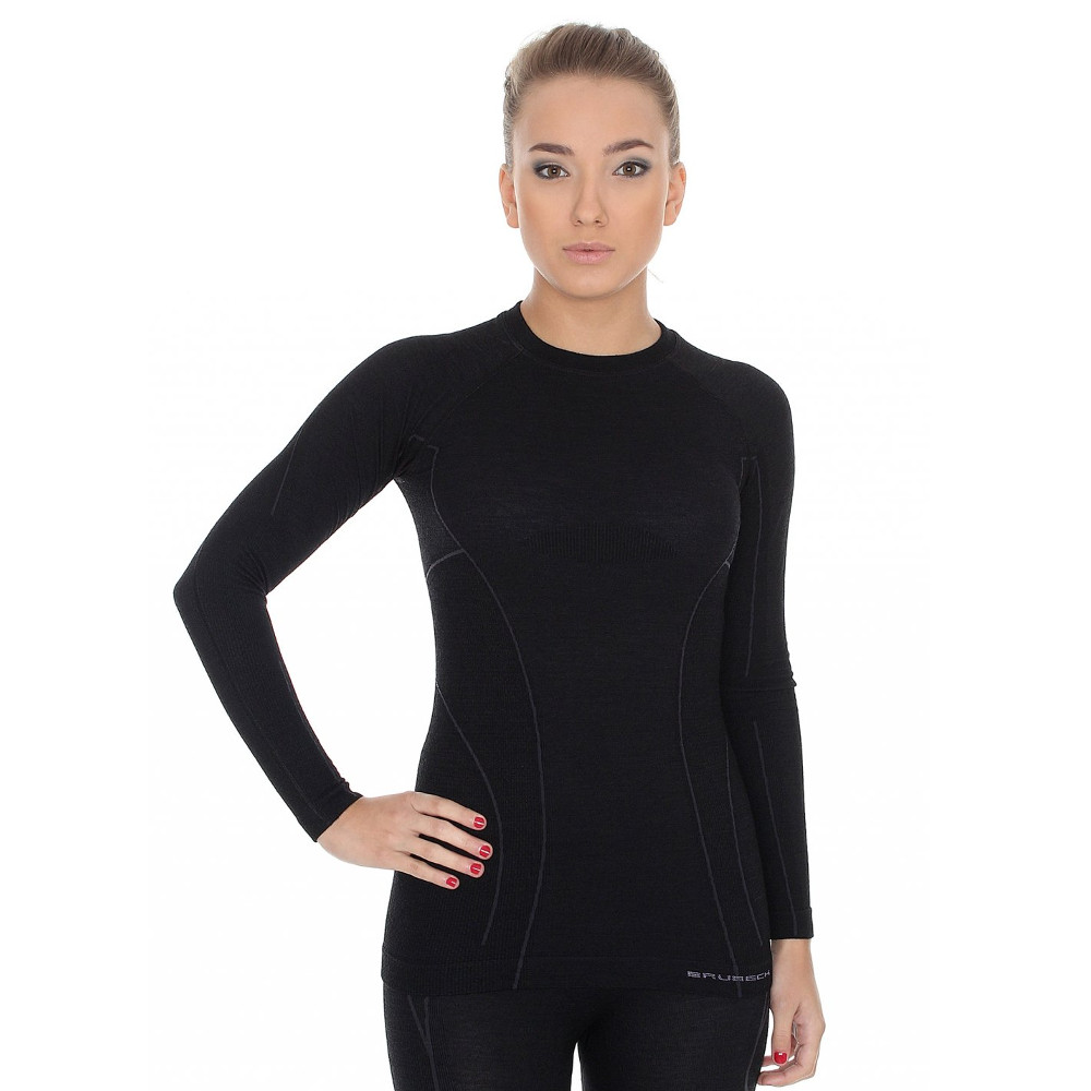 Női hosszú ujjú felső Brubeck Active Wool  fekete  S akciós termékkép 1