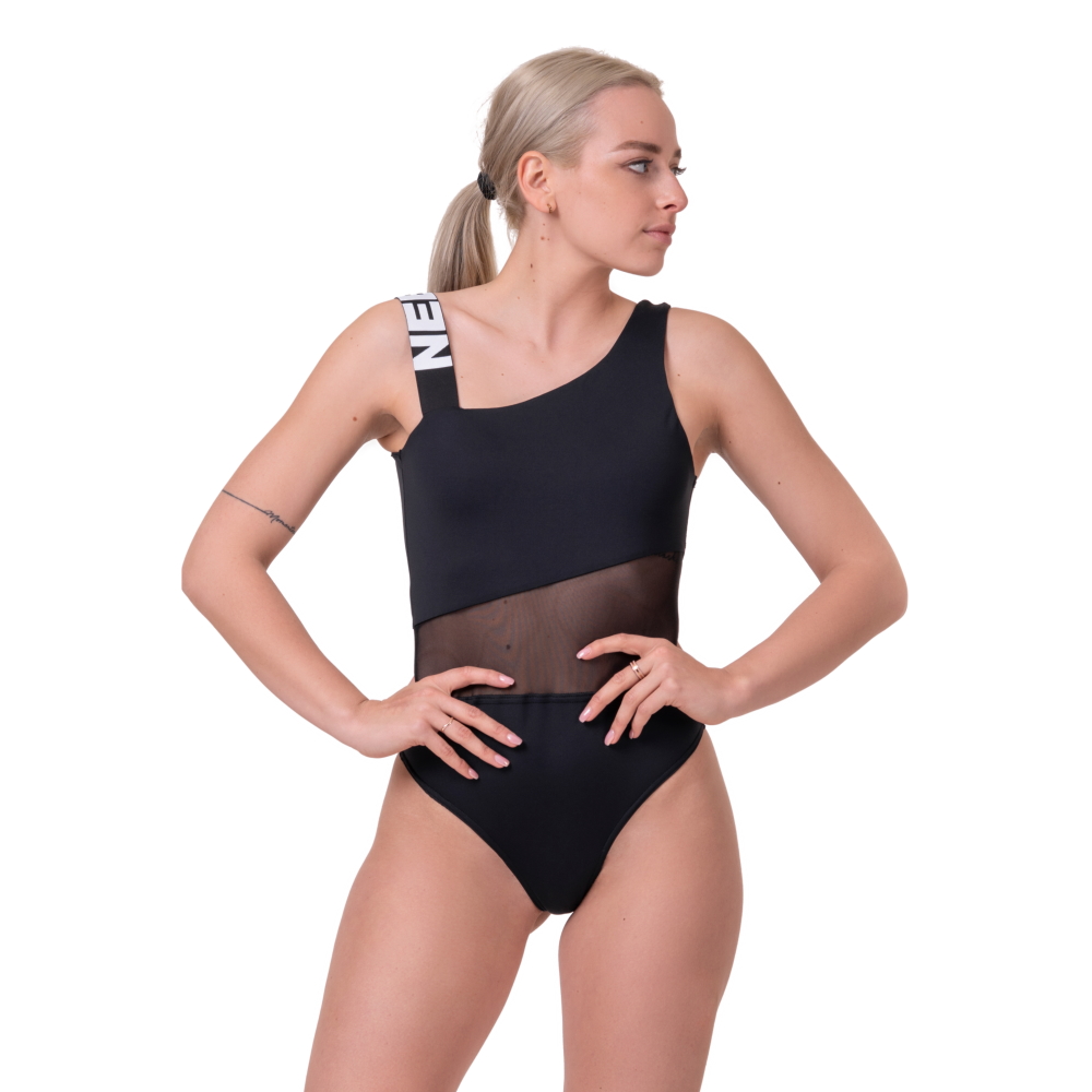 Női egyrészes fürdőruha Nebbia One Shoulder Sporty 559 fekete S