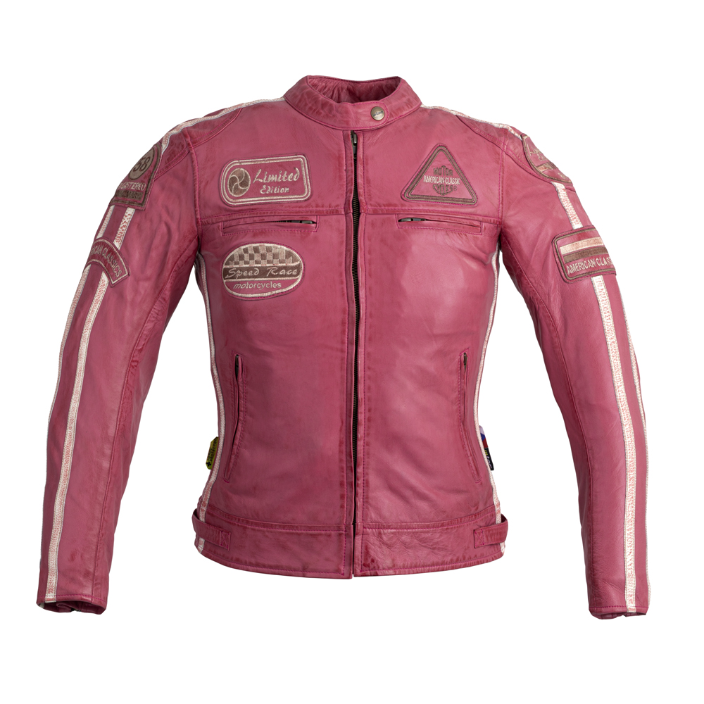 Női motoros bőrkabát W-TEC Sheawen Lady Pink L rózsaszín