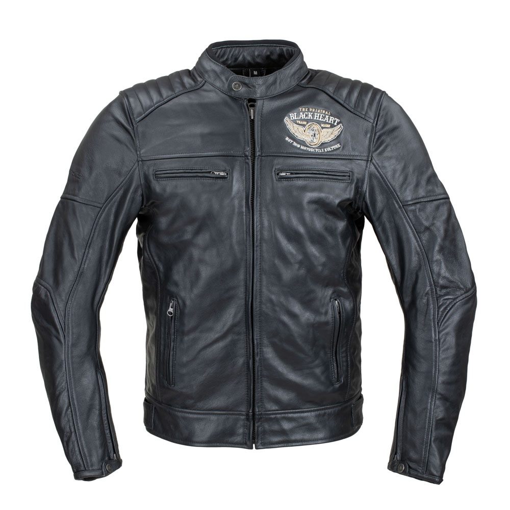 Motoros bőrkabát W-TEC Black Heart Wings Leather Jacket fekete XL