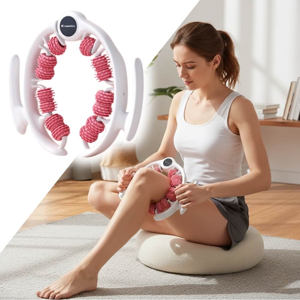 Multifunkcionális masszírozó inSPORTline Alesaki, 8 masszázsgörgő, kibontható, ergonomikus forma fogantyúkkal, könnyű és tartós konstrukció