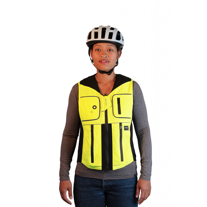 Légzsákos kerékpáros mellény Helite B'Safe L zöldes-sárga
