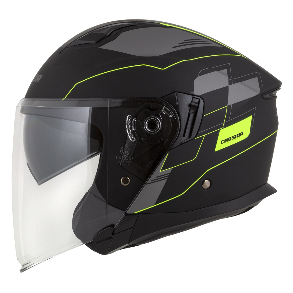 Motoros bukósisak Cassida Jet Tech RoxoR matt fekete/fluo sárga/szürke XS (53-54) termék 2. képe