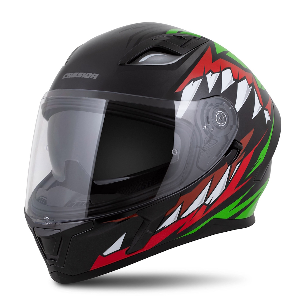 Motoros bukósisak Cassida Orbit StriX piros/zöld/szürke/fehér/fekete, pinlock 70 fólia előkészítés, polikarbonát héj, napellenző XS (53-54) akciós termékkép 1