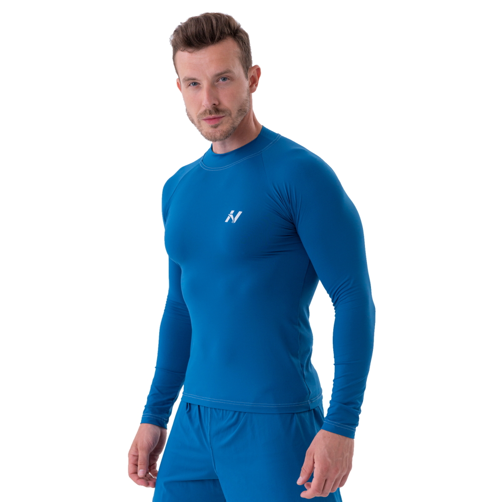 Férfi hosszú ujjú Activewear felső Nebbia 328 kék M