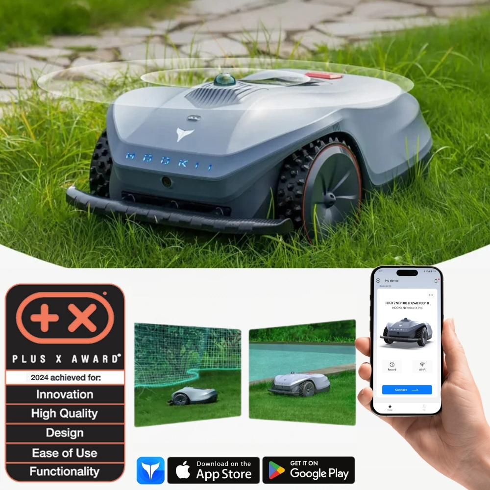 Robotfűnyíró Hookii Neomow X, 4000m², telepítést nem igényel, 3D LIDAR, 24° (45%), kamera, 60db, IPX5, 30-85mm vágásmagasság, intelligens, API, WiFi
