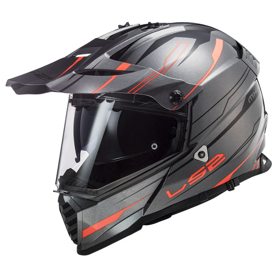 Motoros sisak LS2 MX436 Pioneer Evo Knight Titanium Orange L(59-60)