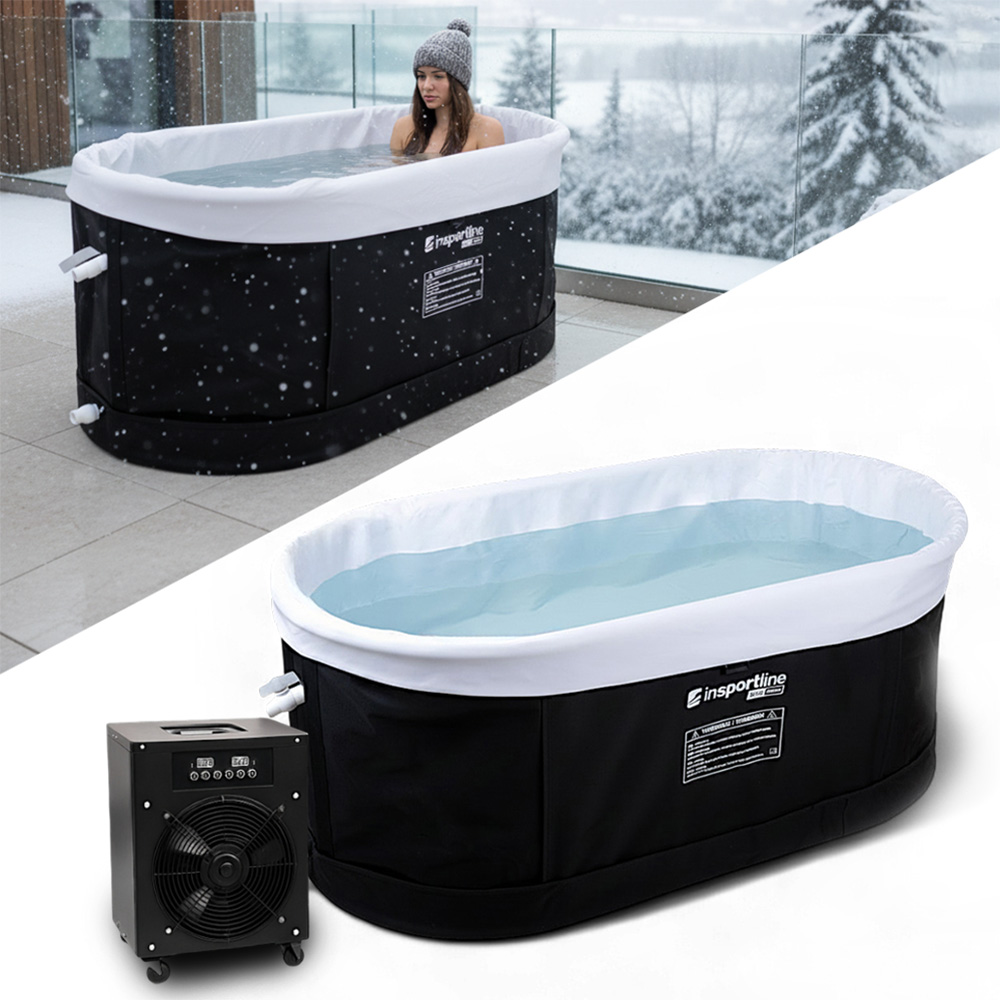 Hordozható edzőkád inSPORTline FrostPeace hőszabályozó rendszerrel, ózonos fertőtlenítés, jég- és melegfürdő opció, alkalmazáshoz való csatlakozás