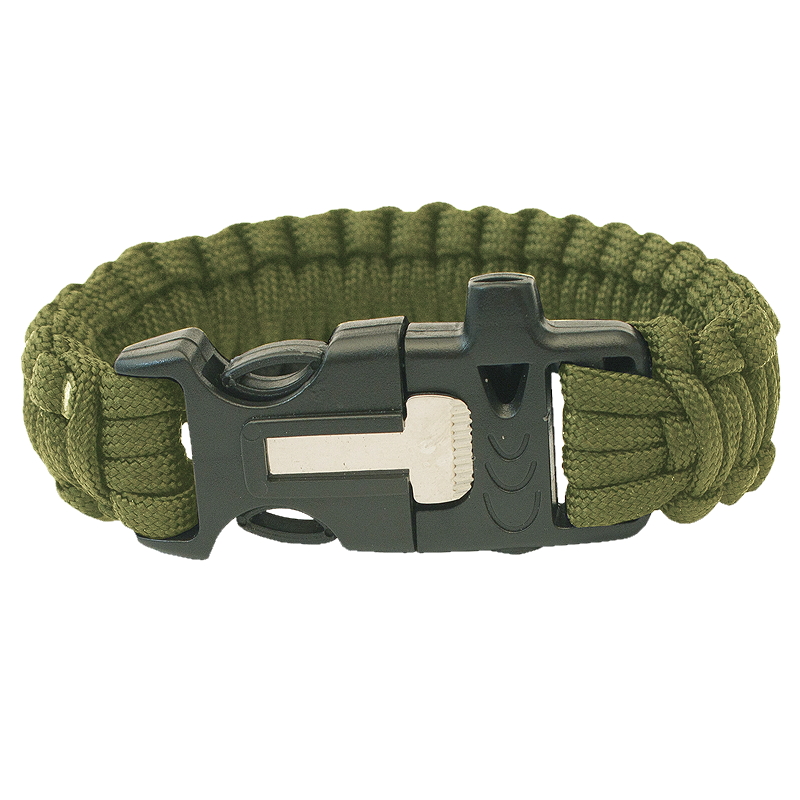 Karkötő Highlander Paracord - ejtőernyős csat, síp, tűzgyújtó olivazöld