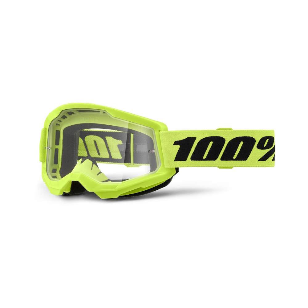 Motocross szemüveg 100% Strata 2 New Neon Sárga, átlátszó plexi akciós termékkép 1