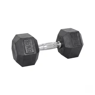 Hatszögletű súlyzó inSPORTline Hexsteel 15 kg, ergonomikus csúszásmentes fogantyú, modern design, precíz kivitelezés