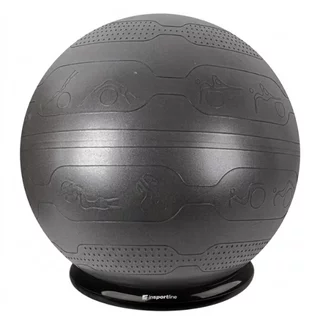 Gimnasztikai labda inSPORTline Stretch Ball 65 cm BallBase fixáló kerettel, csúszásmentes kivitel, piktogramok gyakorlatokkal