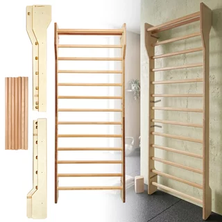 Bordásfal inSPORTline Shapemar 220x90 cm, nagyobb távolság a faltól, tömör bükkfa, 2 x lakkozott felület, tartozékok rögzítésének lehetősége