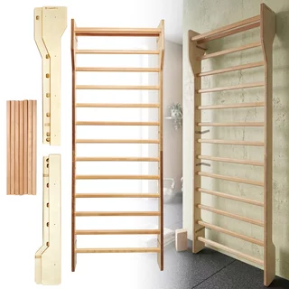 Bordásfal inSPORTline Shapemar 250x90 cm, nagyobb távolság a faltól, tömör bükkfa, 2 x lakkozott felület, tartozékok rögzítésének lehetősége