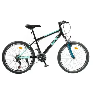 Könnyű junior kerékpár kolo Olpran Helix 24" - 2026-os modell, 125-145 cm, 12,4 kg, 18 sebességes Shimano váltórendszer, Hi-Ten acél váz, 24" kerekek - fekete/tengerzöld
