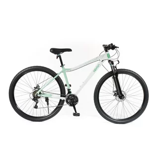 Női hegyikerékpár Olpran Rosa 29" 2026, ergonomikus markolat, 29" trekking gumiabroncsok, kitámasztó, teleszkópos villa, hátsó csomagtartó előkészítés - fehér/menta