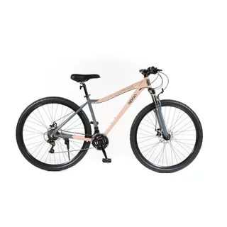 Női hegyikerékpár Olpran Rosa 29" 2026, ergonomikus markolat, 29" trekking gumiabroncsok, kitámasztó, teleszkópos villa, hátsó csomagtartó előkészítés - rózsaszín/szürke