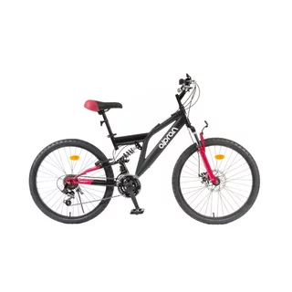 Könnyű junior összteleszkópos kerékpár Olpran Culex 24" - 2026, 150-165 cm, 14,6 kg, 18 sebességes karos váltó, praktikus biztonsági elem, acél váz - fekete/piros